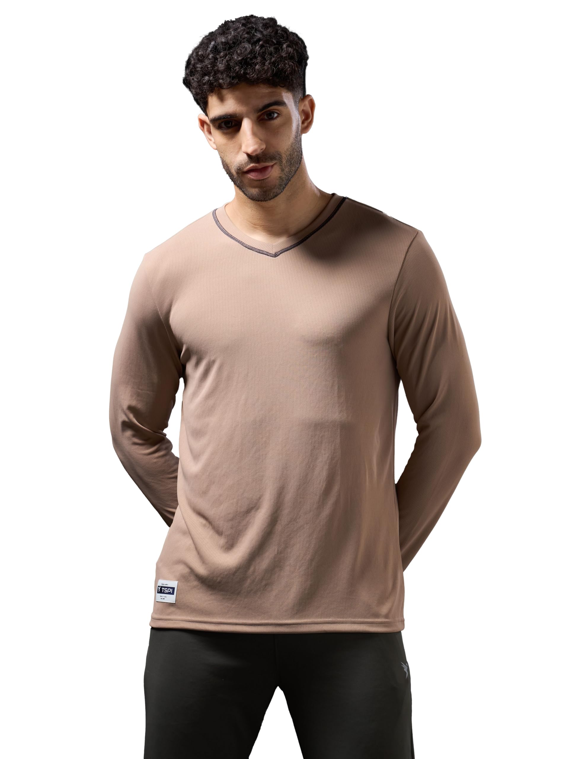 FCRB TECH L/S TEE（KHAKI S） Buy TECHNOSPORT Mens Slim Fit T-Shirt with Long Sleeve for Gym
